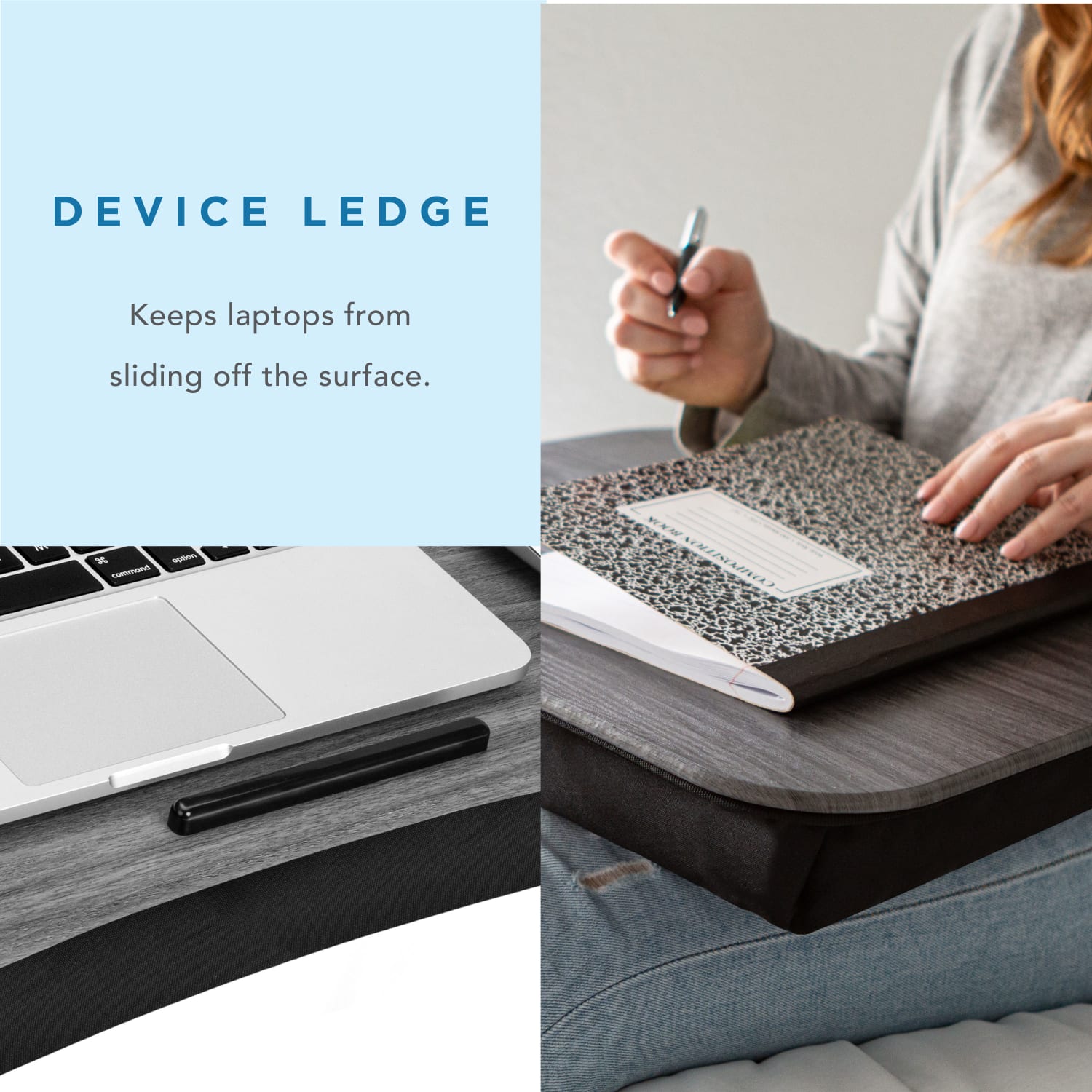LapGear Lap Desk With Cup Holder, 14-3/4in x 18-1/2in x 2-13/16in, Gray Woodgrain - Image 6