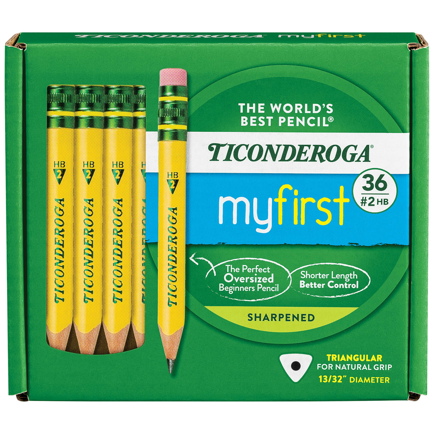 Ticonderoga My First Short Wooden Pencils, #2 HB/Soft, Yellow, Pack Of 36 Pencils - Image 3