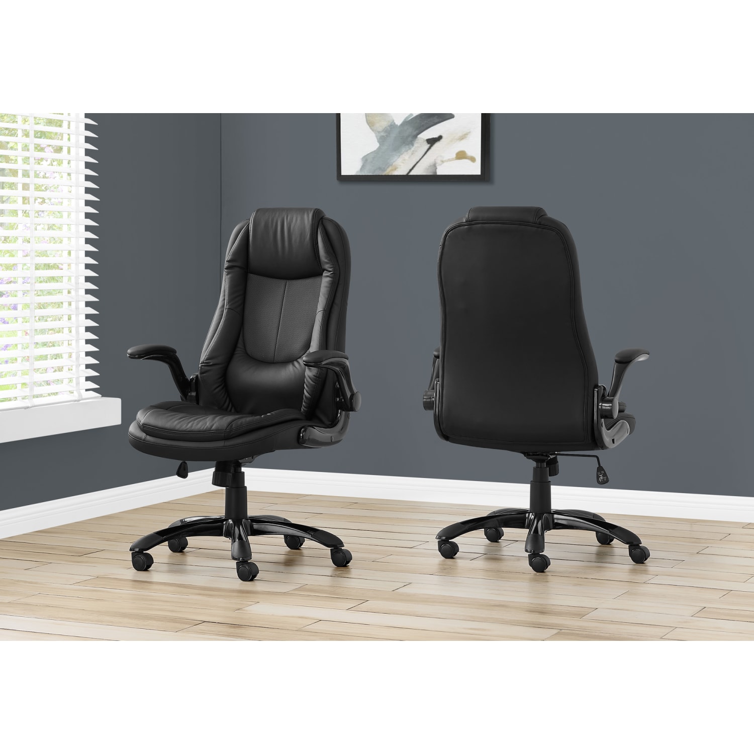 Monarch Specialties Tor Ergonomic Faux Leather High-Back Office Chair, Black - Image 3