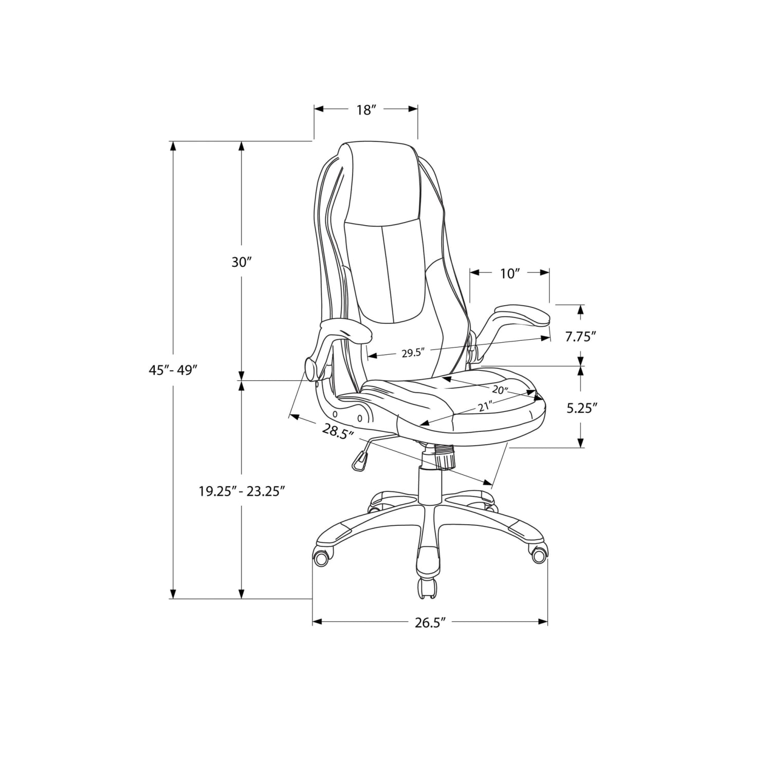 Monarch Specialties Tor Ergonomic Faux Leather High-Back Office Chair, Black - Image 6
