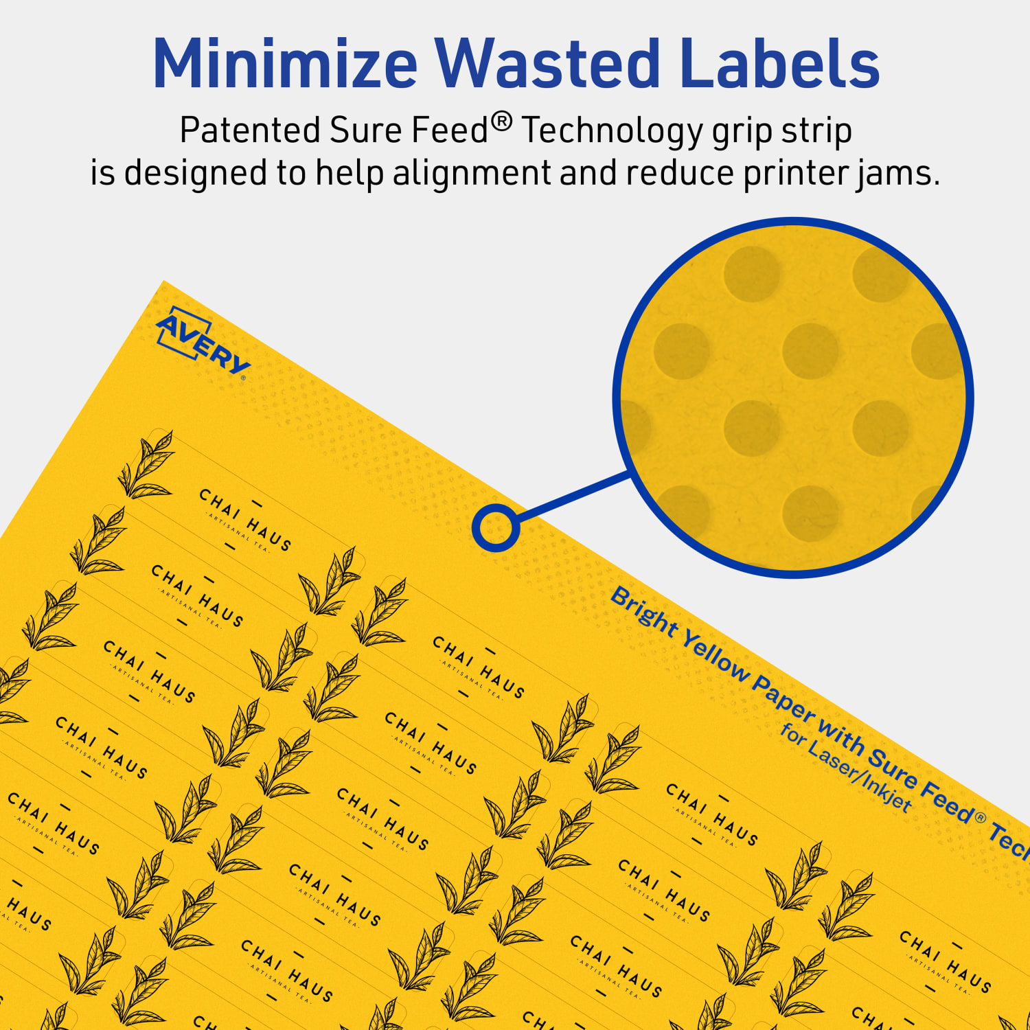 Avery Print-To-The-Edge Labels With Sure Feed Technology And Easy Peel, 94204-BYP10, Rectangle, 1/2in x 1-3/4in, Matte Bright Yellow, Pack of 600 - Image 5