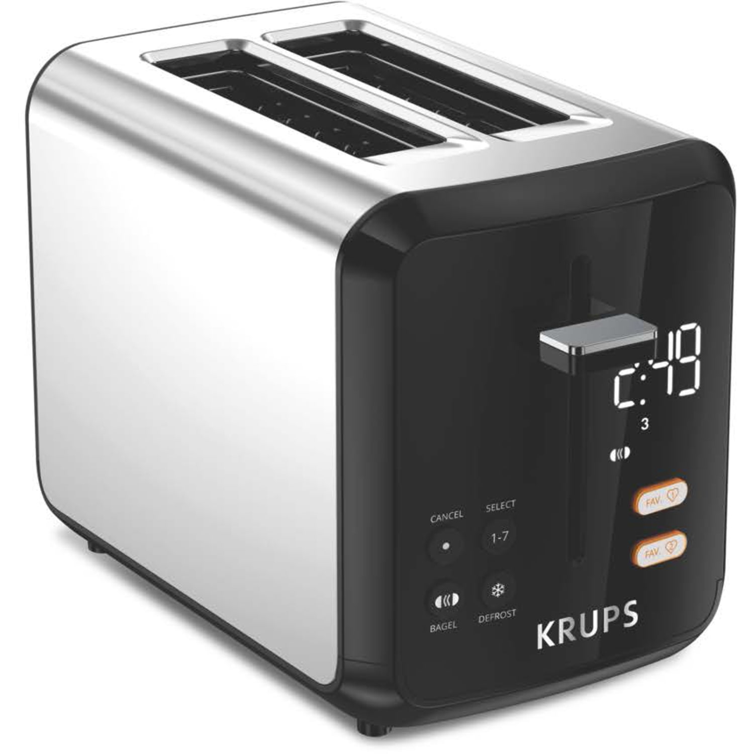 Krups My Memory Digital 2-Slot Toaster, 11-5/8inH x 7-1/8inW x 10-7/8inD, Silver/Black - Image 3