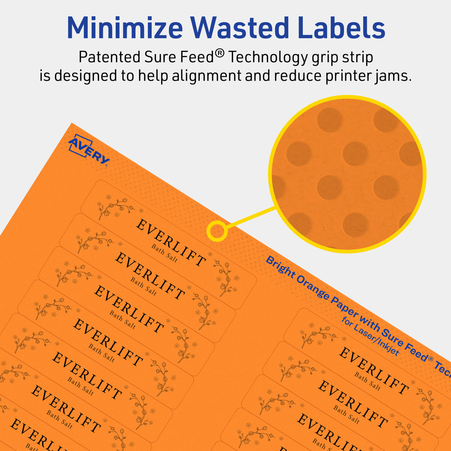 Avery Printable Labels With Sure Feed Technology, 94214-BOP80, Rectangle, 5/8in x 3in, Matte Bright Orange, Pack of 2560 - Image 5