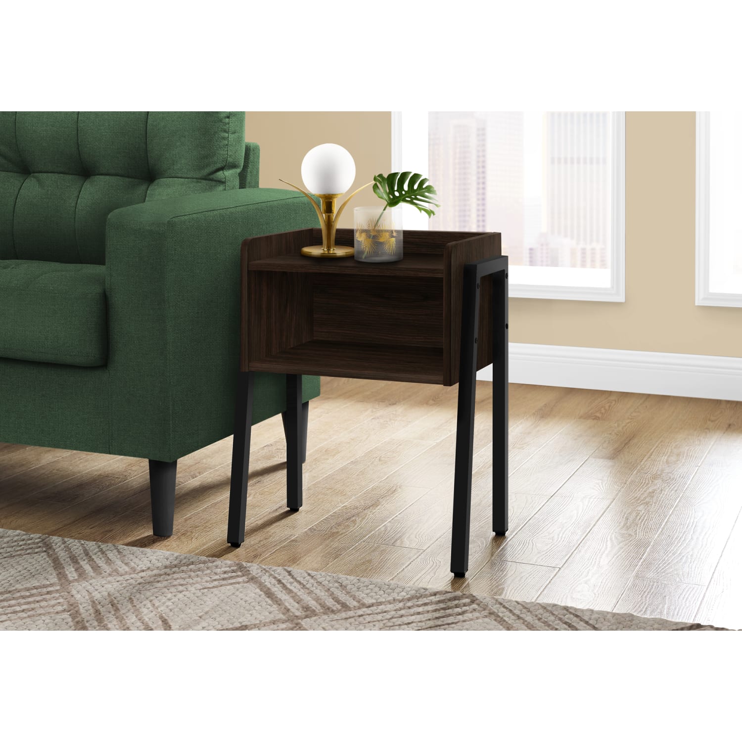 Monarch Specialties Dave Accent Table, 23-1/4inH x 18-1/2inW x 11-3/4inD, Espresso/Black - Image 3