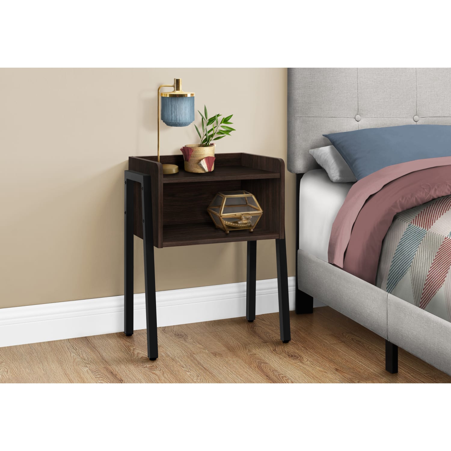 Monarch Specialties Dave Accent Table, 23-1/4inH x 18-1/2inW x 11-3/4inD, Espresso/Black - Image 4