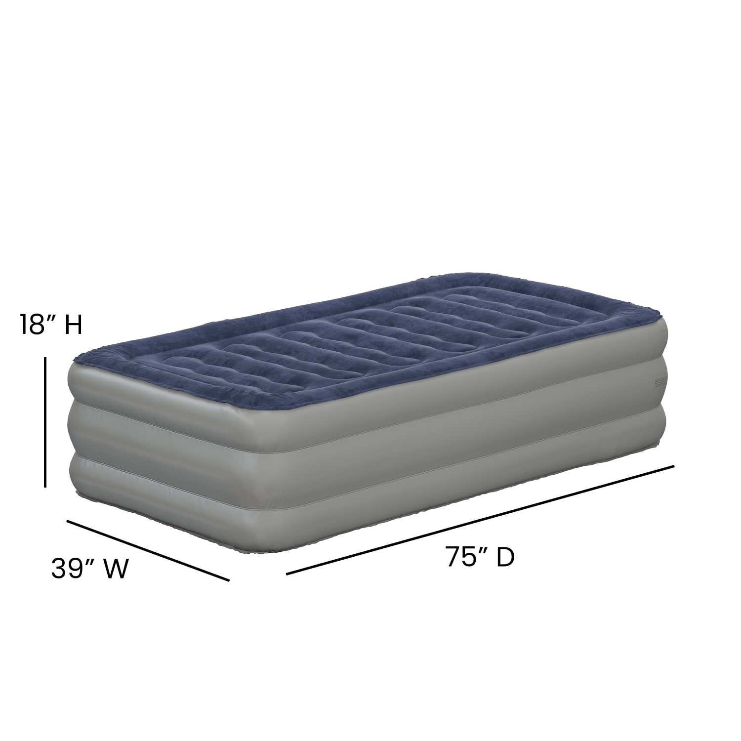Flash Furniture Air Mattress With ETL Certified Internal Electric Pump And Carrying Case, Twin, Blue - Image 6