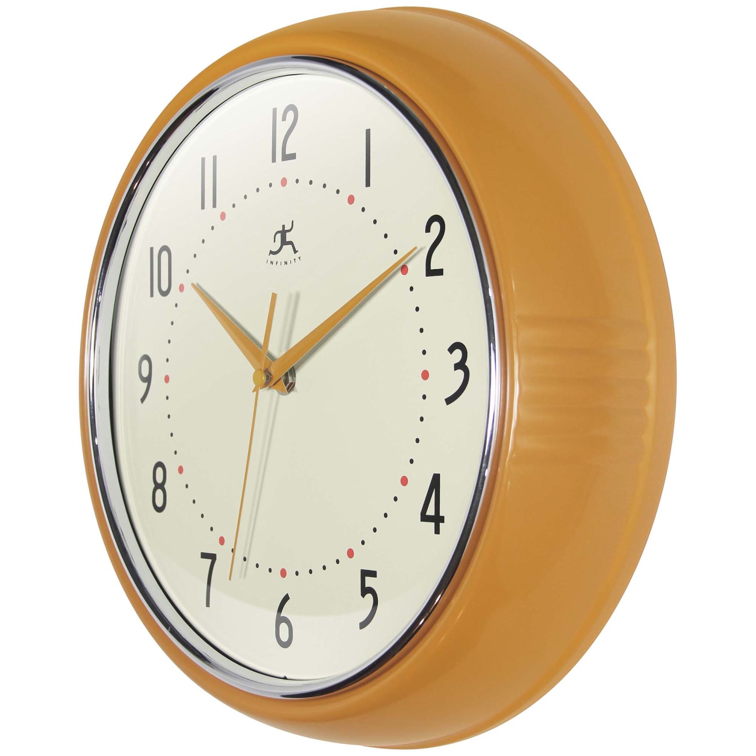 Infinity Instruments Round Retro Wall Clock, 12in, Saffron - Image 5