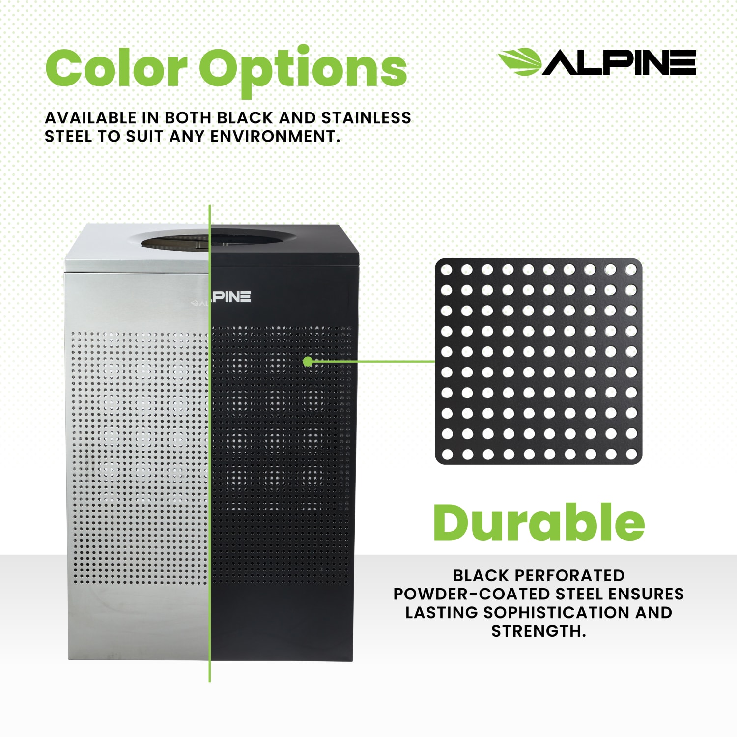 Alpine Industries Steel, Indoor Trash Can, 40 Gallons (151 liters), Black (438-40-BLK) - Image 4