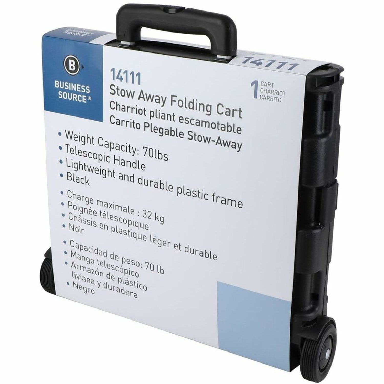 Business Source Stow-and-Go Mobile Storage Crate, 18 1/4inW x 15inD x 39 2/5inH, Black, 14111 - Image 6