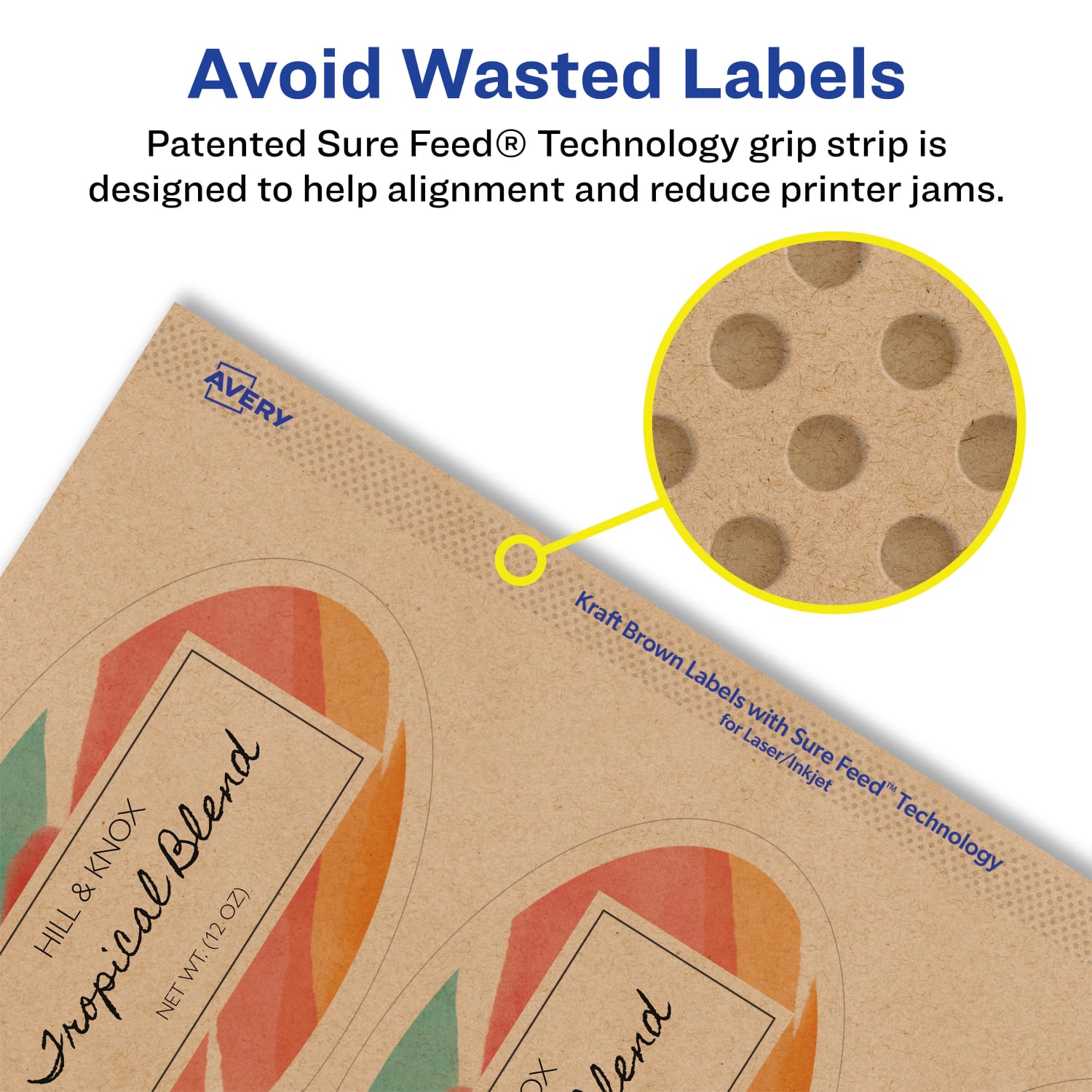 Avery Kraft Permanent Labels With Sure Feed, 94058-KMP100, Oval, 4-1/4in x 2-1/2in, Brown, Pack Of 600 - Image 5