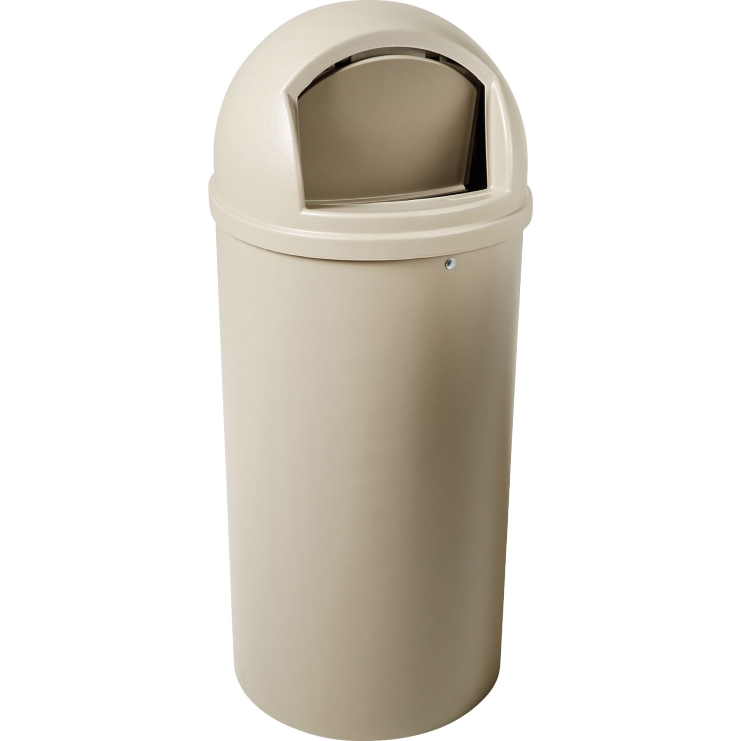 Rubbermaid Marshal Round Polyethylene Trash Container, 42in x 18in, 25 Gallons, Beige - Image 3