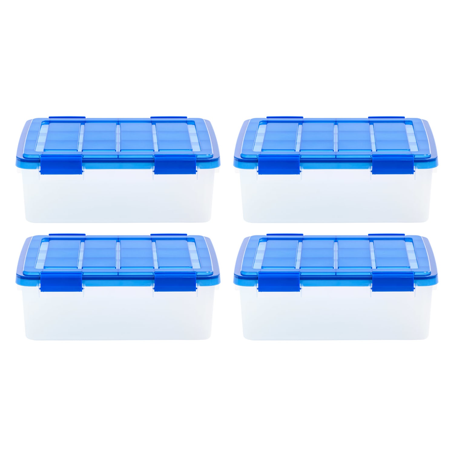 Iris Ultimate Weatherpro Storage Boxes, 19-3/4inL x 16-3/16inW x 10-1/4inH, 26.5 Qt, Clear, Set of 4