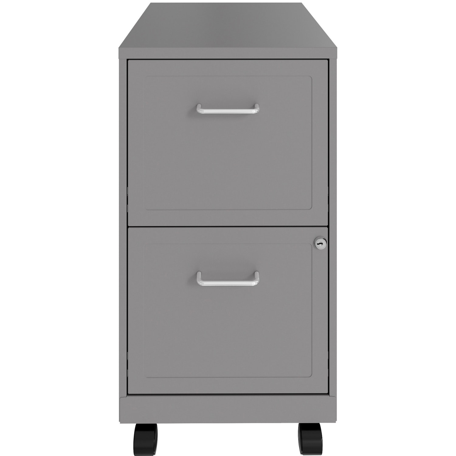 LYS Mobile File Cabinet - 14.3in x 18in x 26.5in - 2 x Drawer(s) for File, Document - Letter - Vertical - Glide Suspension, Locking Drawer, Mobility, Pull Handle - Silver - Baked Enamel - Steel - Recycled - Assembly Required - Image 3