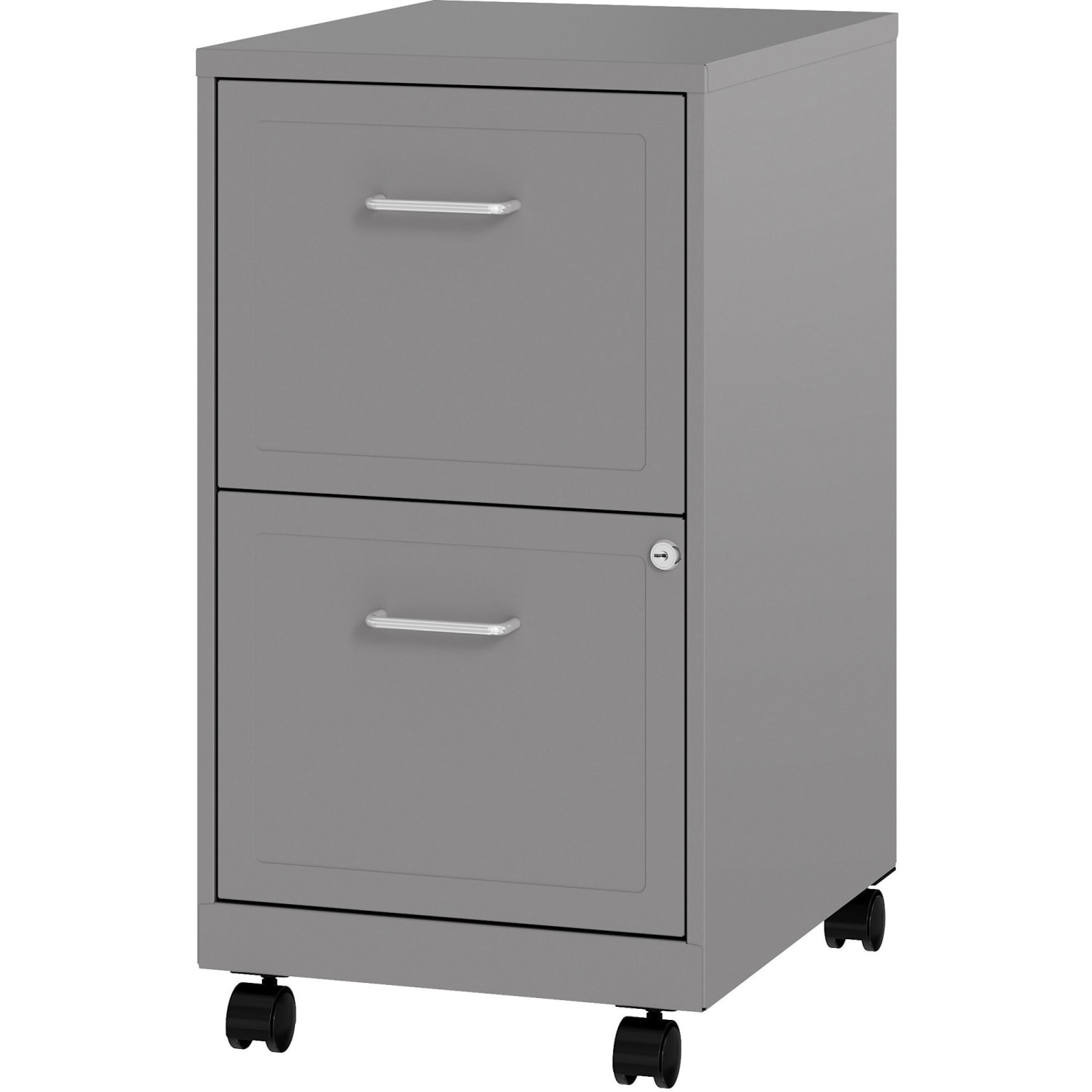 LYS Mobile File Cabinet - 14.3in x 18in x 26.5in - 2 x Drawer(s) for File, Document - Letter - Vertical - Glide Suspension, Locking Drawer, Mobility, Pull Handle - Silver - Baked Enamel - Steel - Recycled - Assembly Required - Image 5