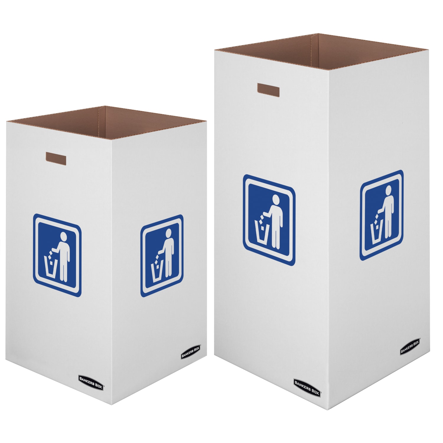 Bankers Box Waste And Recycling Bins, Extra Large Size, 30in x 18in x 18in, 50% Recycled, White/Blue, Pack Of 10 - Image 3