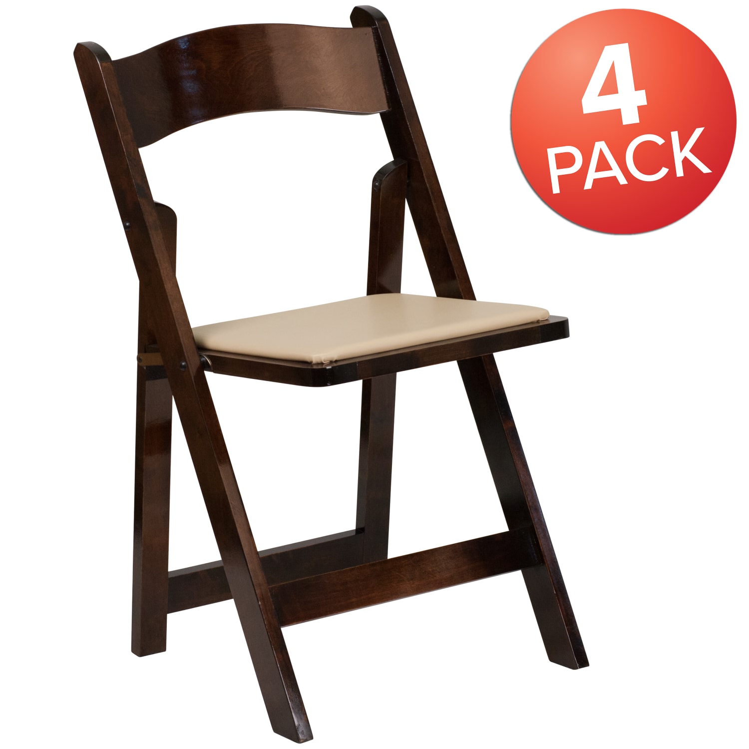 Flash Furniture HERCULES Series Wood Folding Chairs, Fruitwood, Pack Of 4 Chairs - Image 3