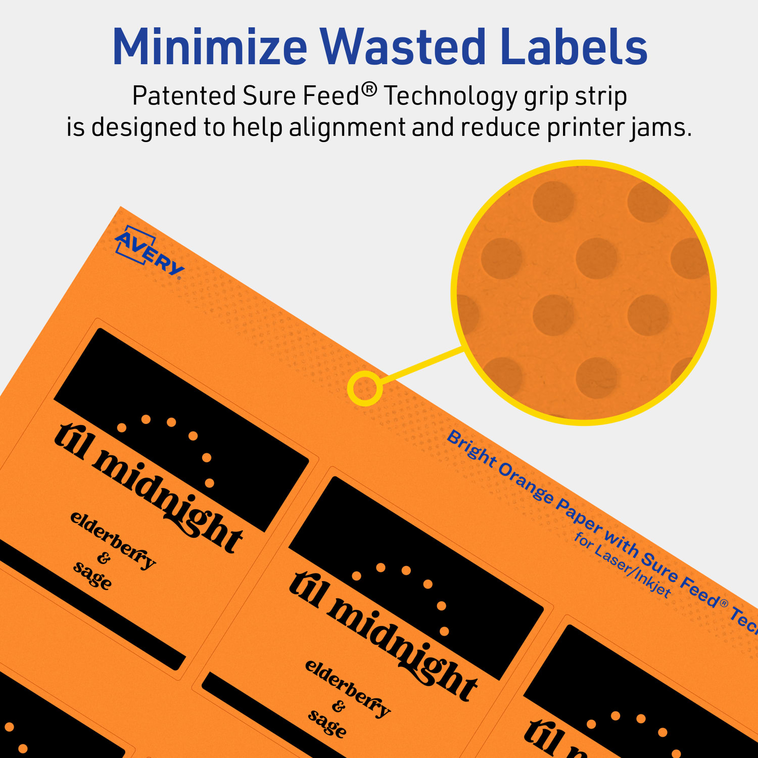 Avery Printable Labels With Sure Feed Technology, 94104-BOP40, Square, 2-1/2in x 2-1/2in, Matte Bright Orange, Pack of 360 - Image 5