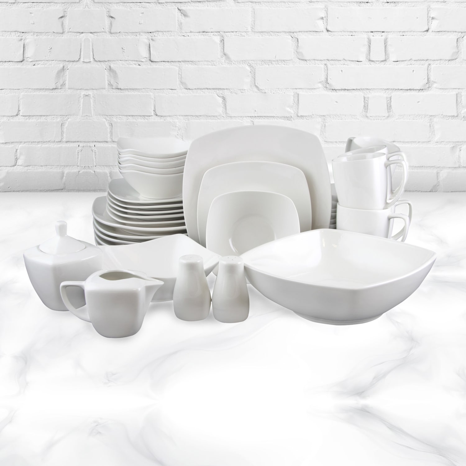 Gibson Zen Buffetware 39-Piece Dinnerware Set, White - Image 3