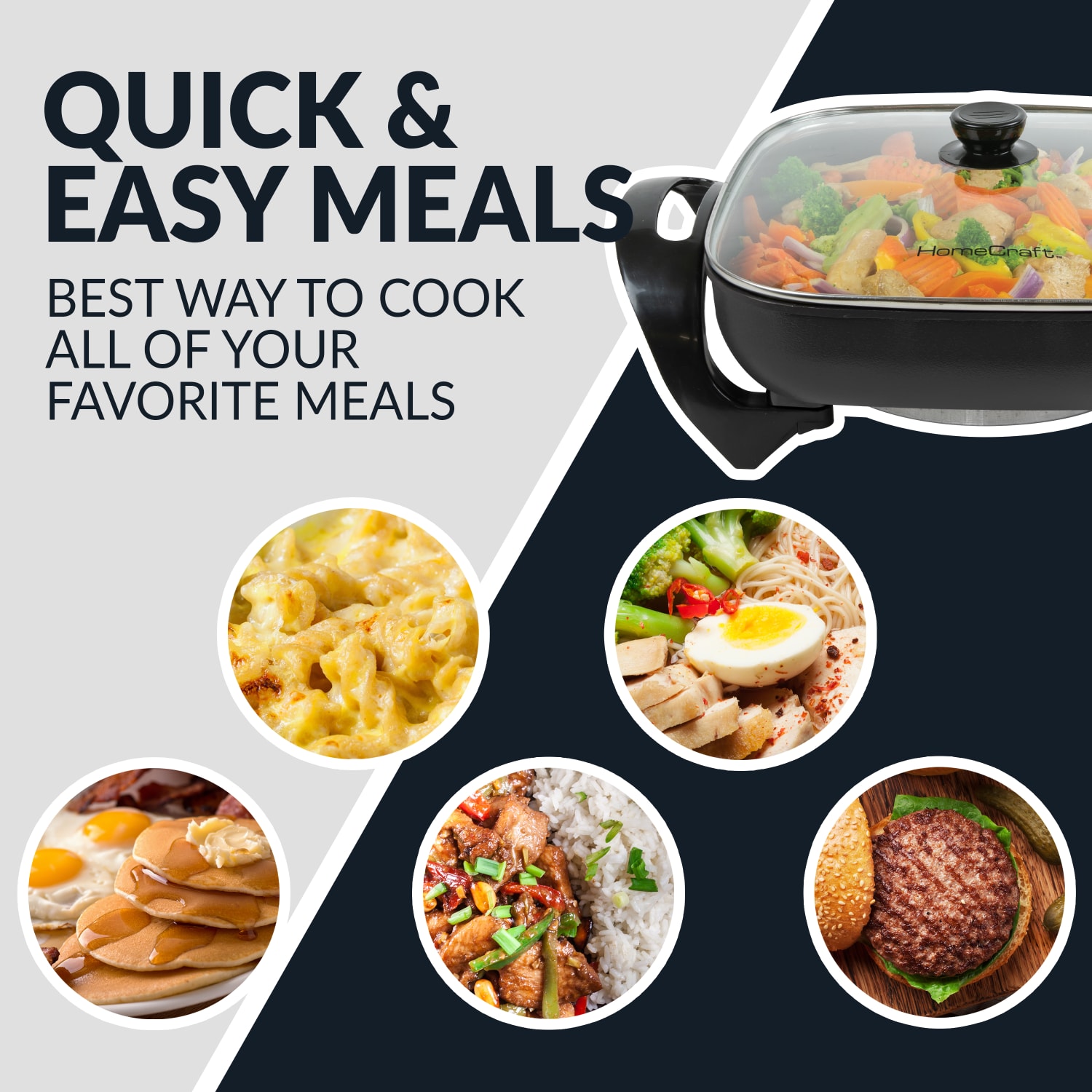 Nostalgia Electrics HomeCraft Electric Nonstick Skillet, 12in, Black - Image 4