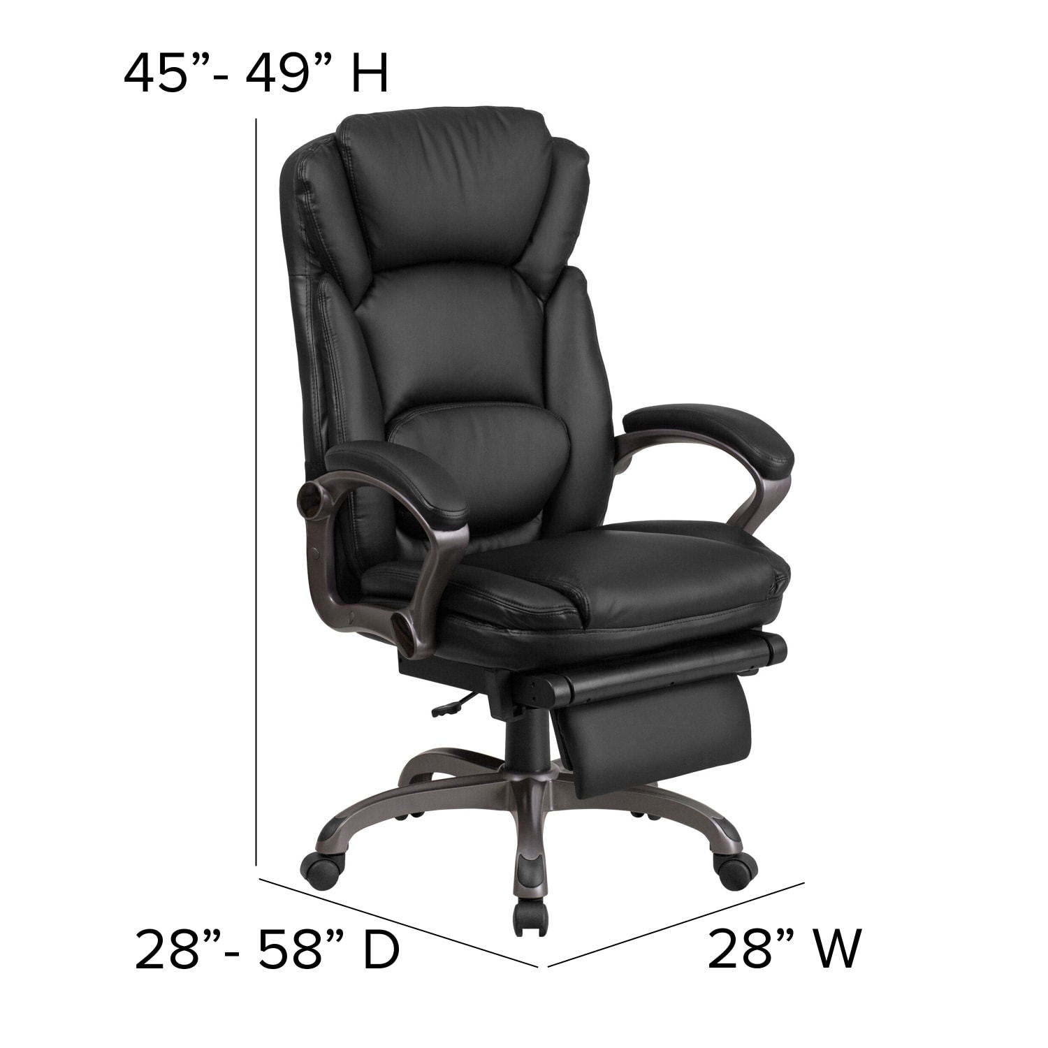 Flash Furniture Ergonomic LeatherSoft High-Back Executive Reclining Swivel Task Chair, Black - Image 6