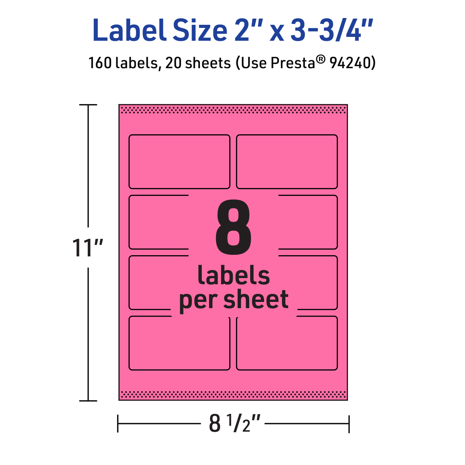 Avery Print-To-The-Edge Labels With Sure Feed Technology And Easy Peel, 94240-BPP20, Rectangle, 2in x 3-3/4in, Matte Bright Pink, Pack of 160 - Image 6