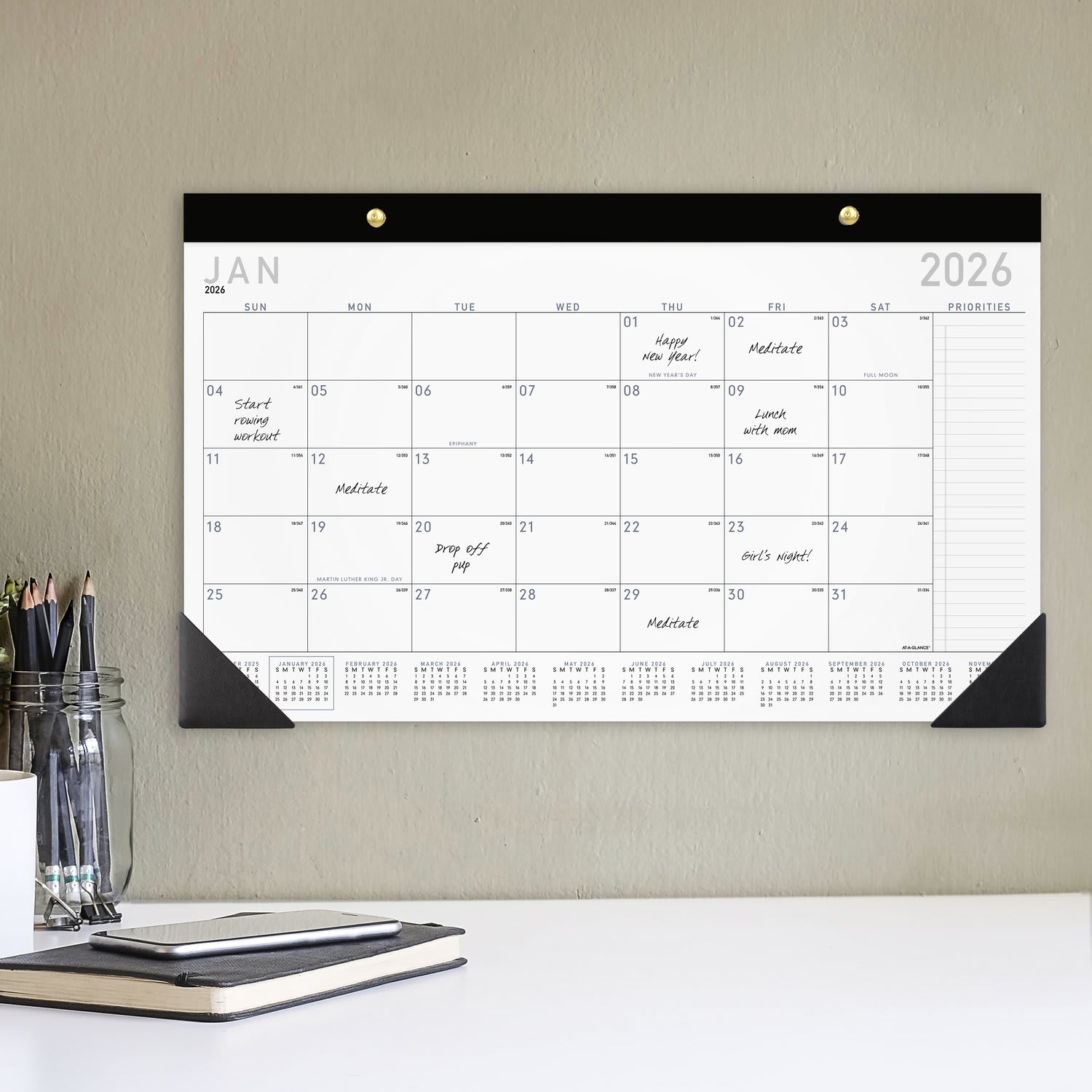 AT-A-GLANCE Contemporary 2026 Monthly Desk Pad Calendar, Compact, 18in x 11in - Image 5