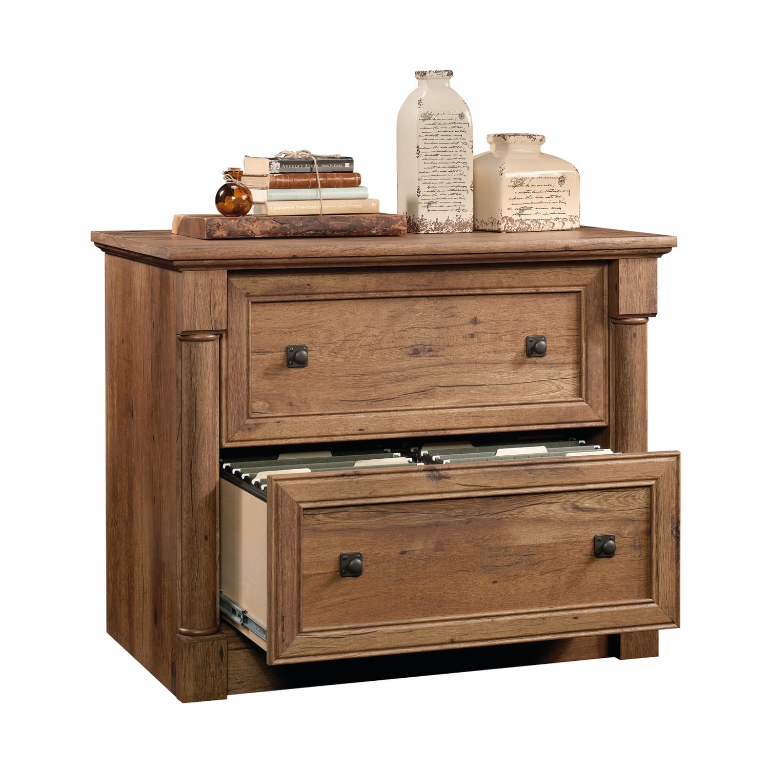 Sauder Palladia 36-13/16inW x 22inD Lateral 2-Drawer File Cabinet, Vintage Oak - Image 3