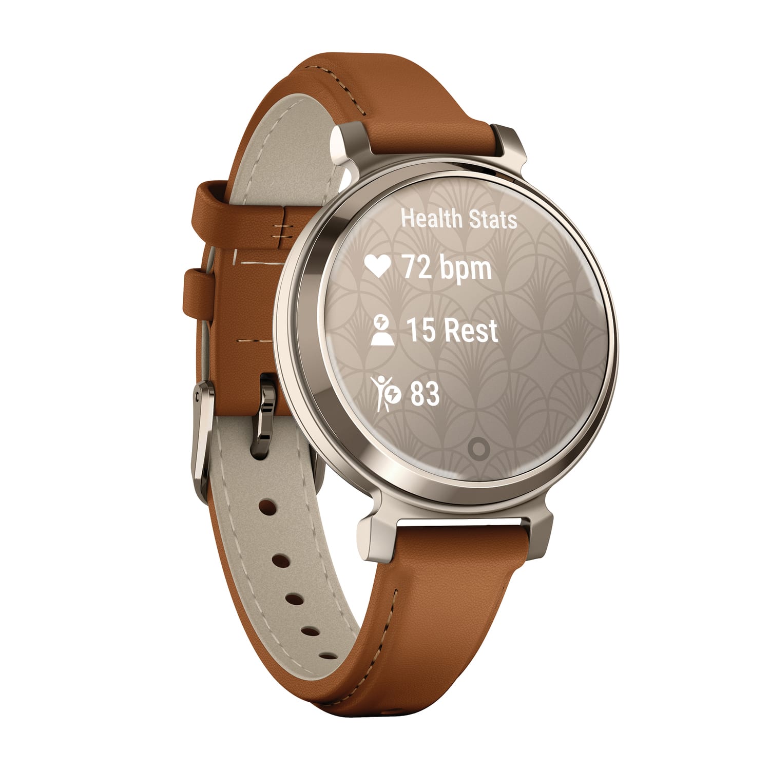Garmin Lily 2 Classic Health And Fitness Smartwatch With Anodized Aluminum Bezel/Case And Leather Band, Cream Gold - Image 3