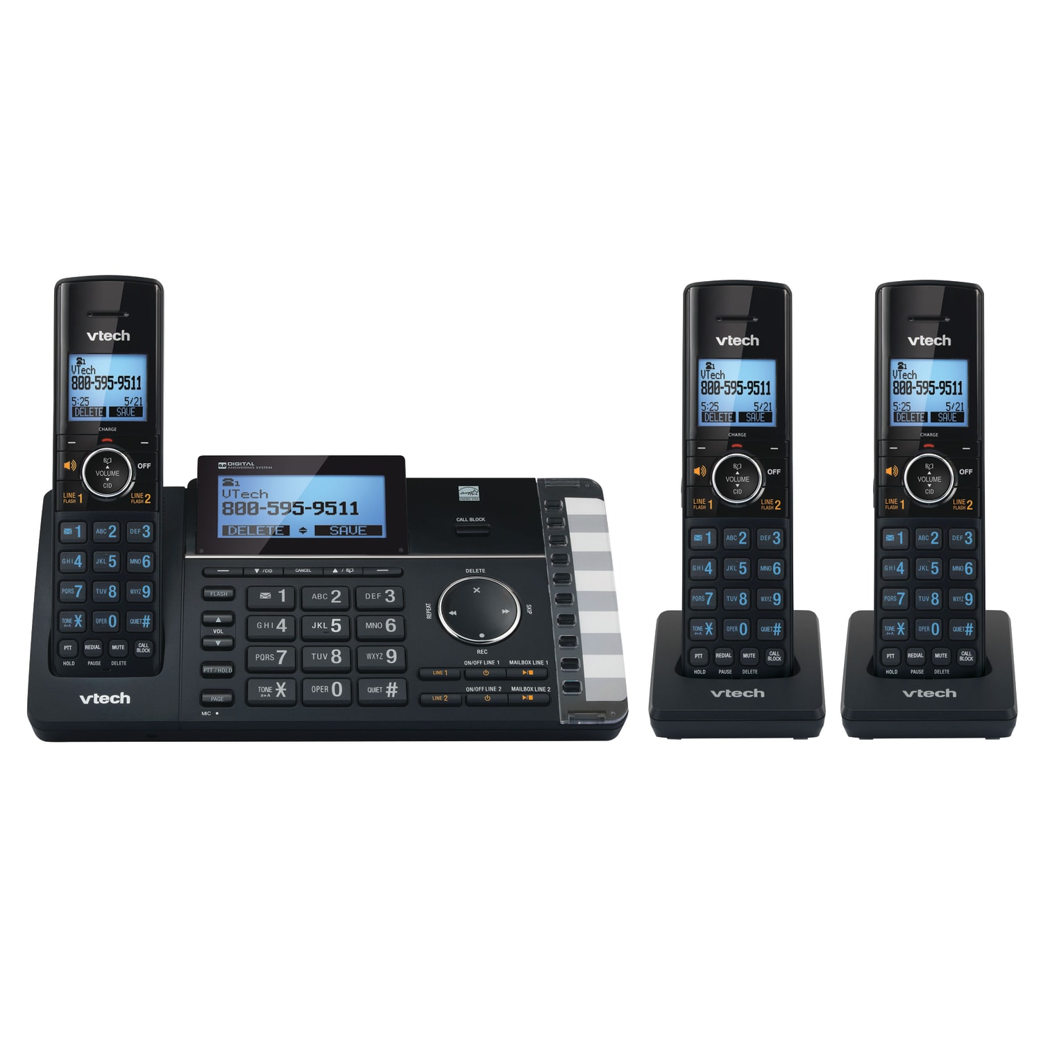 VTech DS6251-3 DECT 6.0 Expandable 2-Line Cordless Phone With Answering System, 80-1401-00 - Image 3