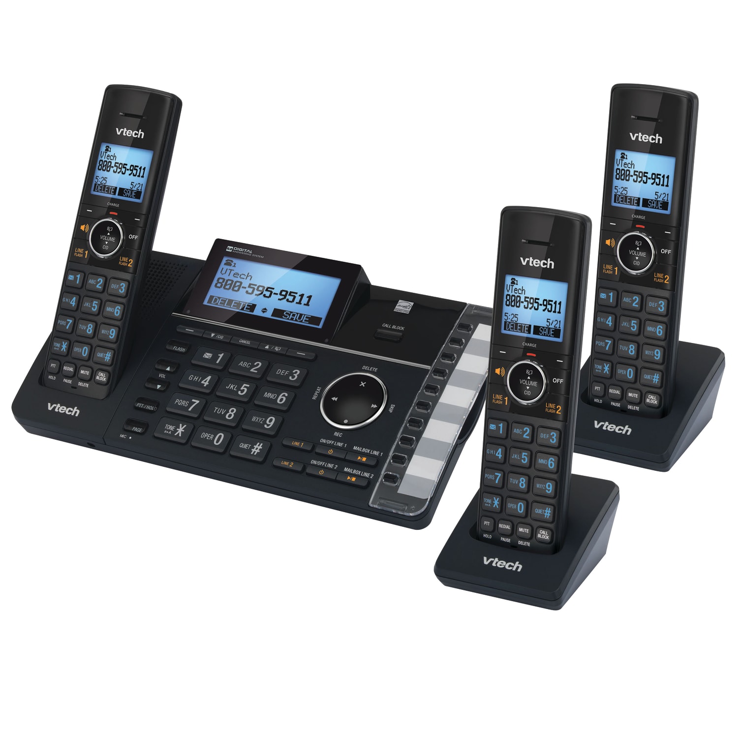 VTech DS6251-3 DECT 6.0 Expandable 2-Line Cordless Phone With Answering System, 80-1401-00 - Image 3