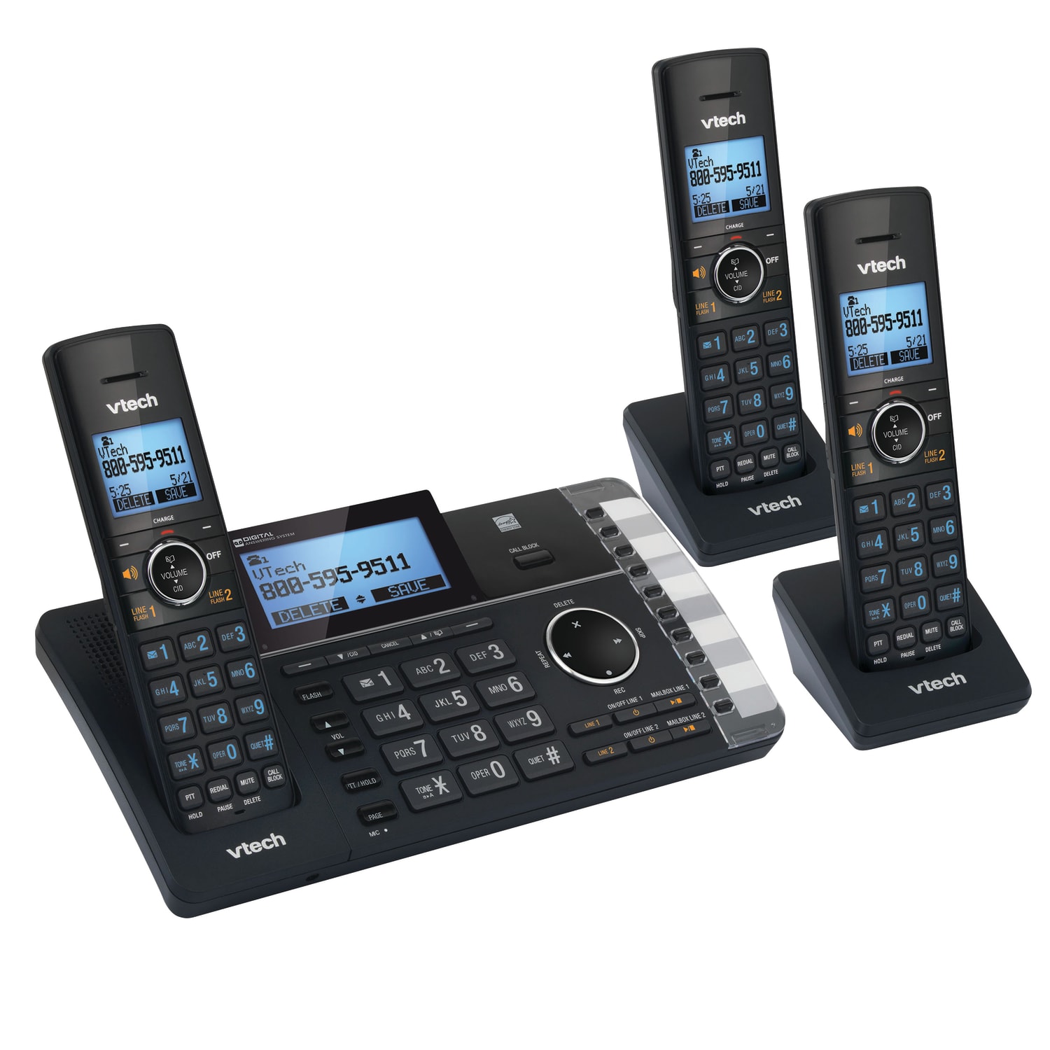 VTech DS6251-3 DECT 6.0 Expandable 2-Line Cordless Phone With Answering System, 80-1401-00 - Image 4