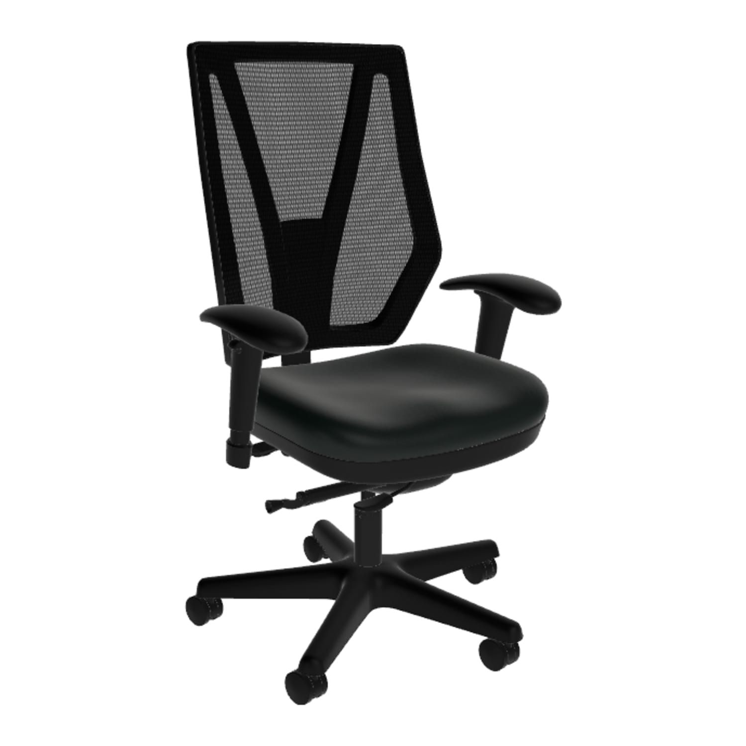 Sitmatic GoodFit Mesh Synchron High-Back Chair With Adjustable Arms, Black Polyurethane/Black