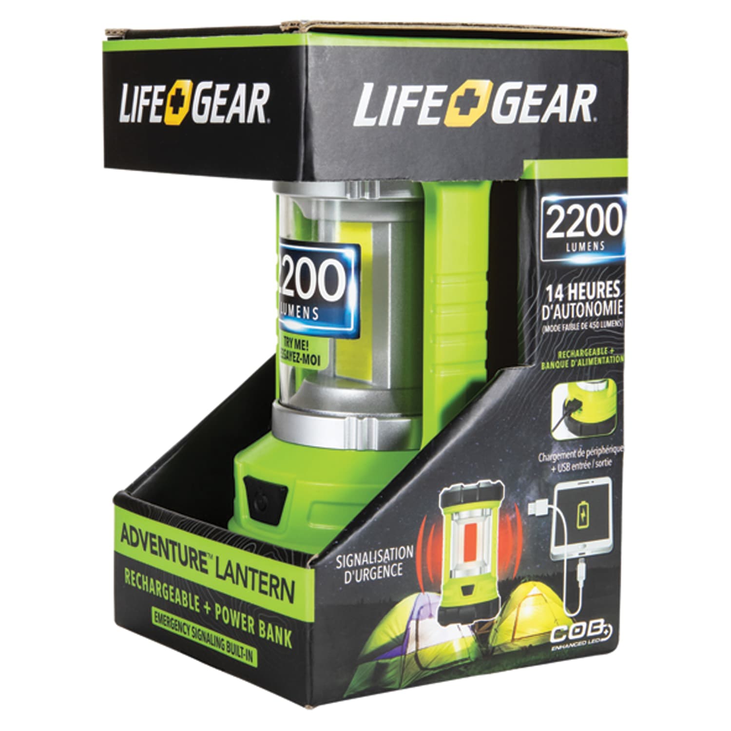 Life+Gear 36W LED USB Rechargeable Lantern And Powerbank, 7inH x 4-1/4inW x 4-1/4inD, Green - Image 5