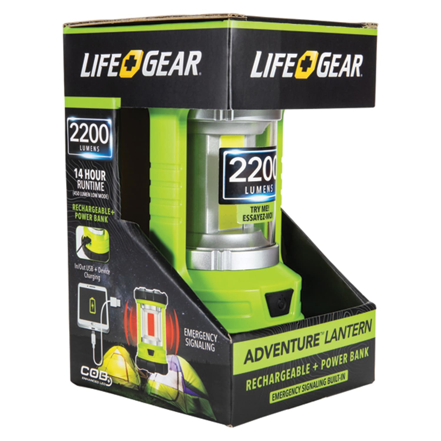 Life+Gear 36W LED USB Rechargeable Lantern And Powerbank, 7inH x 4-1/4inW x 4-1/4inD, Green - Image 6