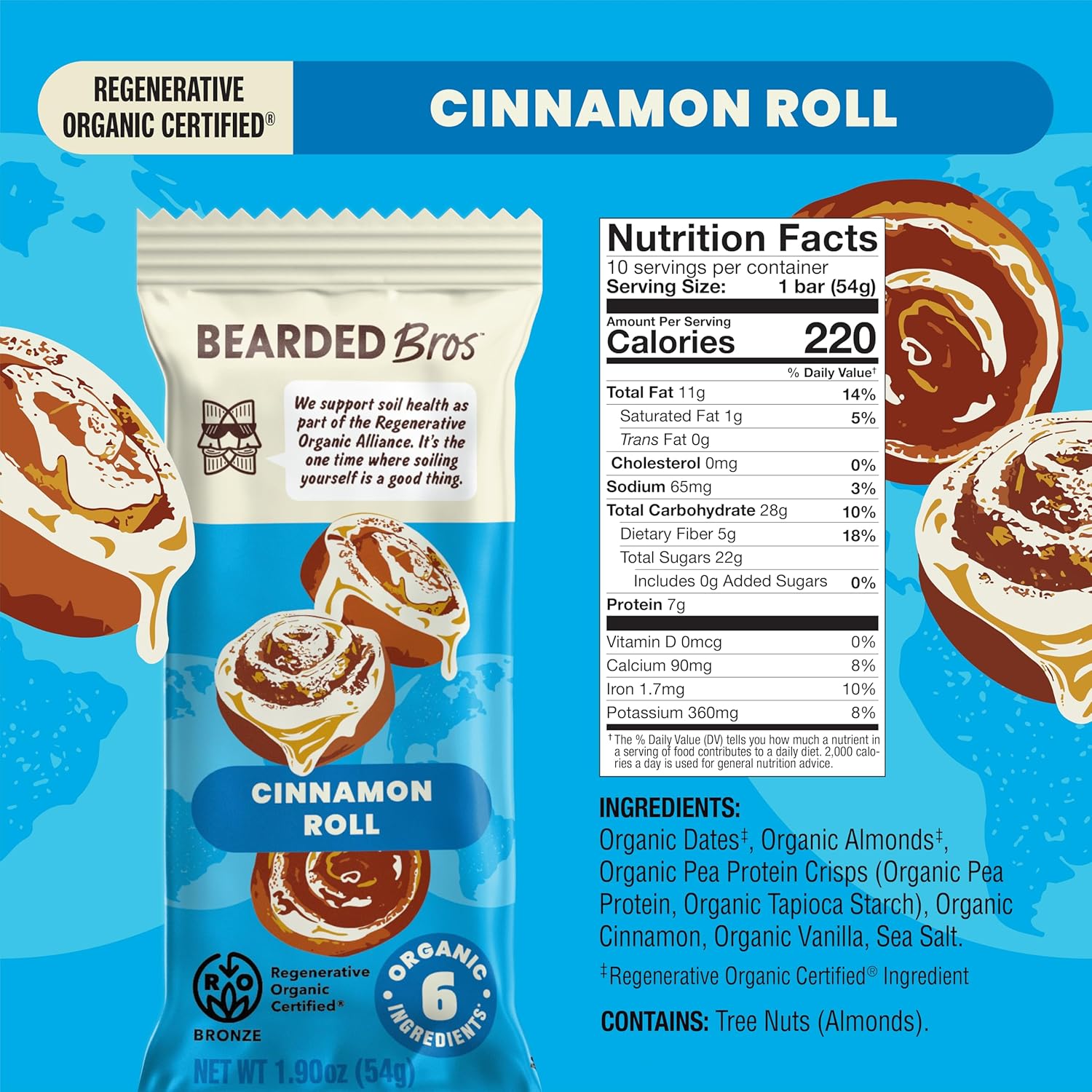 Bearded Brothers Cinnamon Roll Energy Bars, 1.9 Oz, Total Qty 10 - Image 4