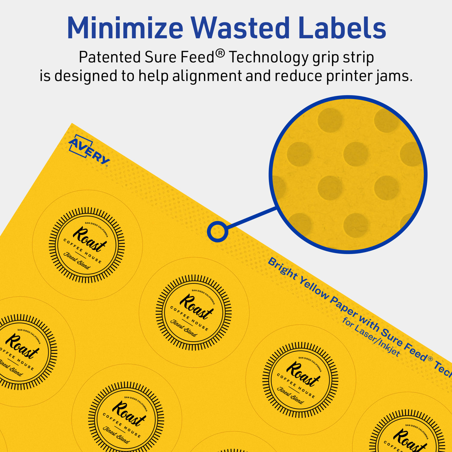 Avery Print-To-The-Edge Labels With Sure Feed Technology And Easy Peel Label Feature, 94509-BYP40, Round, 1-3/4in, Matte Bright Yellow, Pack of 800 - Image 5