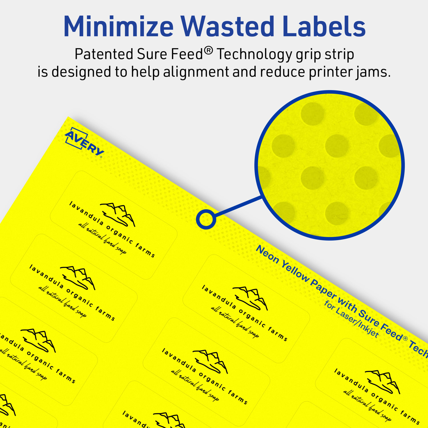 Avery Print-To-The-Edge Labels With Sure Feed Technology And Easy Peel, 94220-NYP20, Rectangle, 1in x 2in, Matte Neon Yellow, Pack of 480 - Image 5