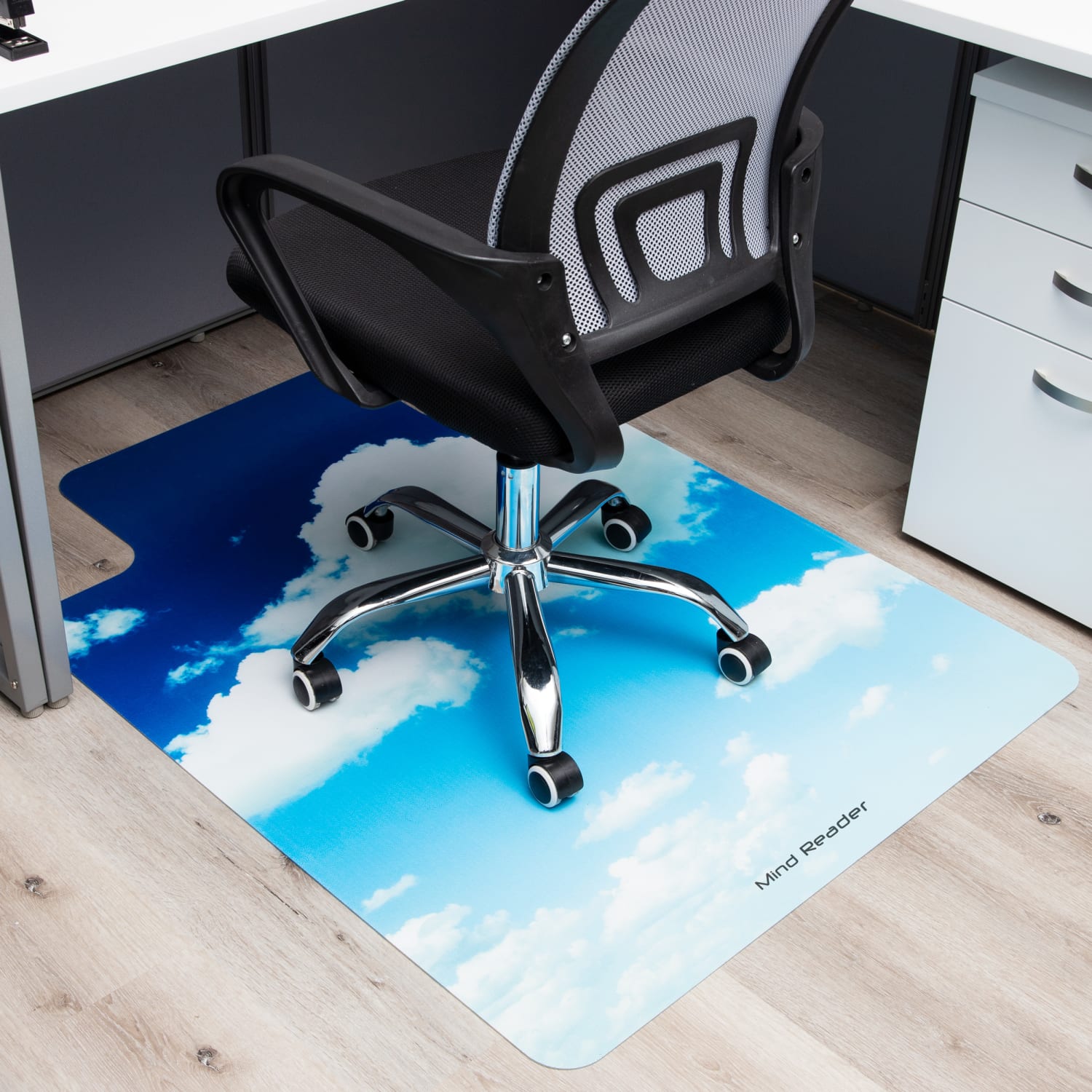 Mind Reader Polycarbonate Office Chair Mat For Hard Floor, 47-1/4in x 35-1/2in, Head In The Clouds, Blue - Image 3