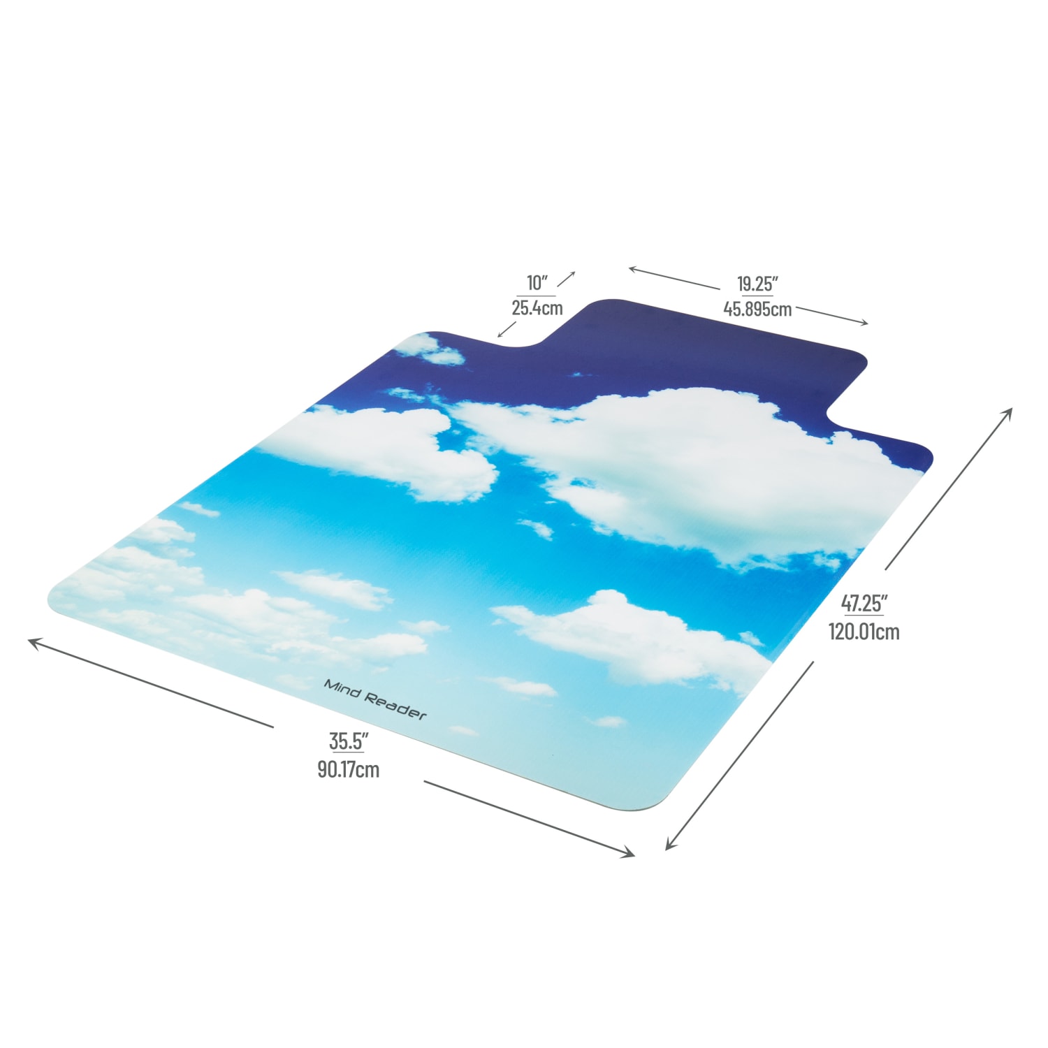 Mind Reader Polycarbonate Office Chair Mat For Hard Floor, 47-1/4in x 35-1/2in, Head In The Clouds, Blue - Image 4