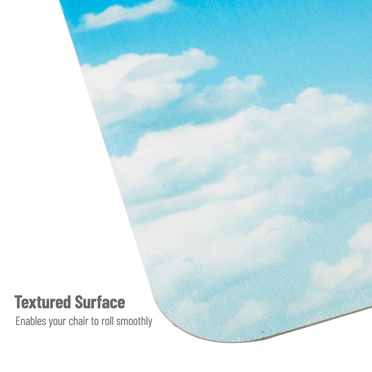Mind Reader Polycarbonate Office Chair Mat For Hard Floor, 47-1/4in x 35-1/2in, Head In The Clouds, Blue - Image 5