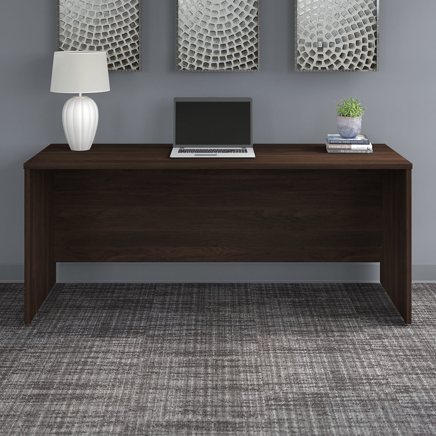 Bush Business Furniture Office 500 72inW Credenza Computer Desk, Black Walnut, Standard Delivery - Image 3