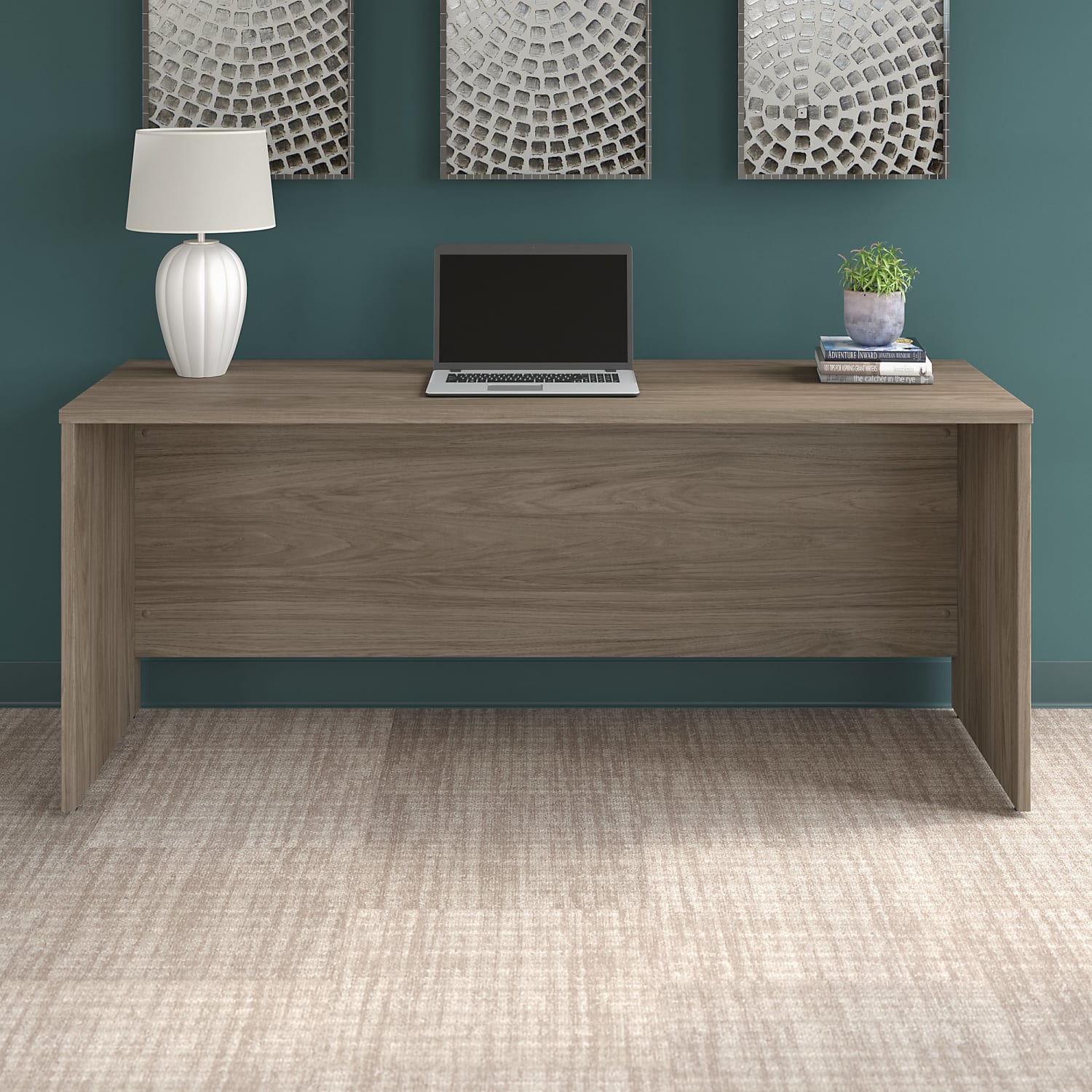 Bush Business Furniture Office 500 72inW Credenza Computer Desk, Modern Hickory, Standard Delivery - Image 3