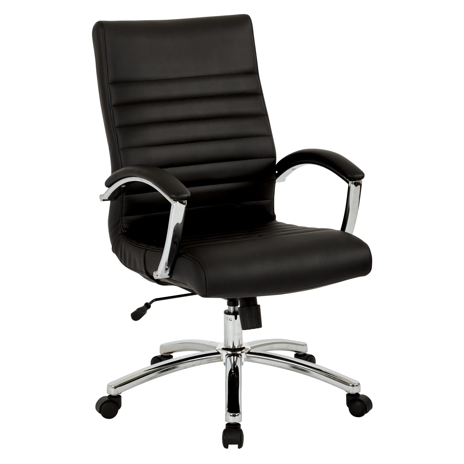 Office Star WorkSmart Ergonomic Faux Leather Mid-Back Executive Chair, Black