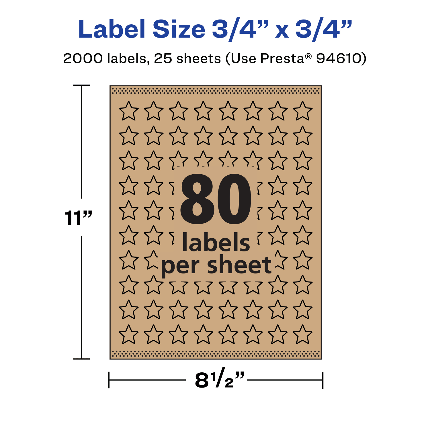 Avery Kraft Permanent Labels With Sure Feed, 94610-KMP25, Star, 3/4in x 3/4in, Brown, Pack Of 2,000 - Image 6