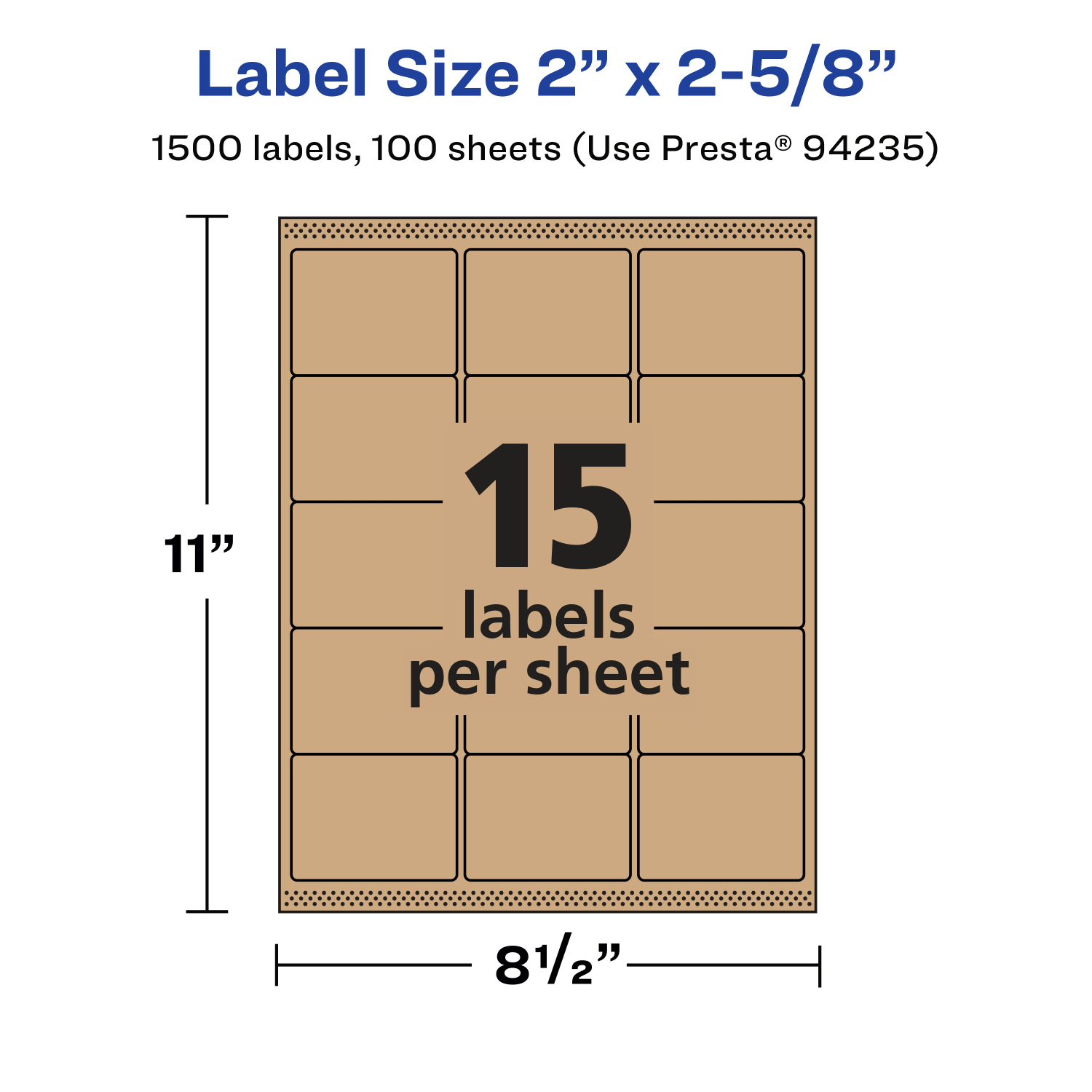 Avery Kraft Permanent Labels With Sure Feed, 94235-KMP100, Rectangle, 2in x 2-5/8in, Brown, Pack Of 1,500 - Image 6