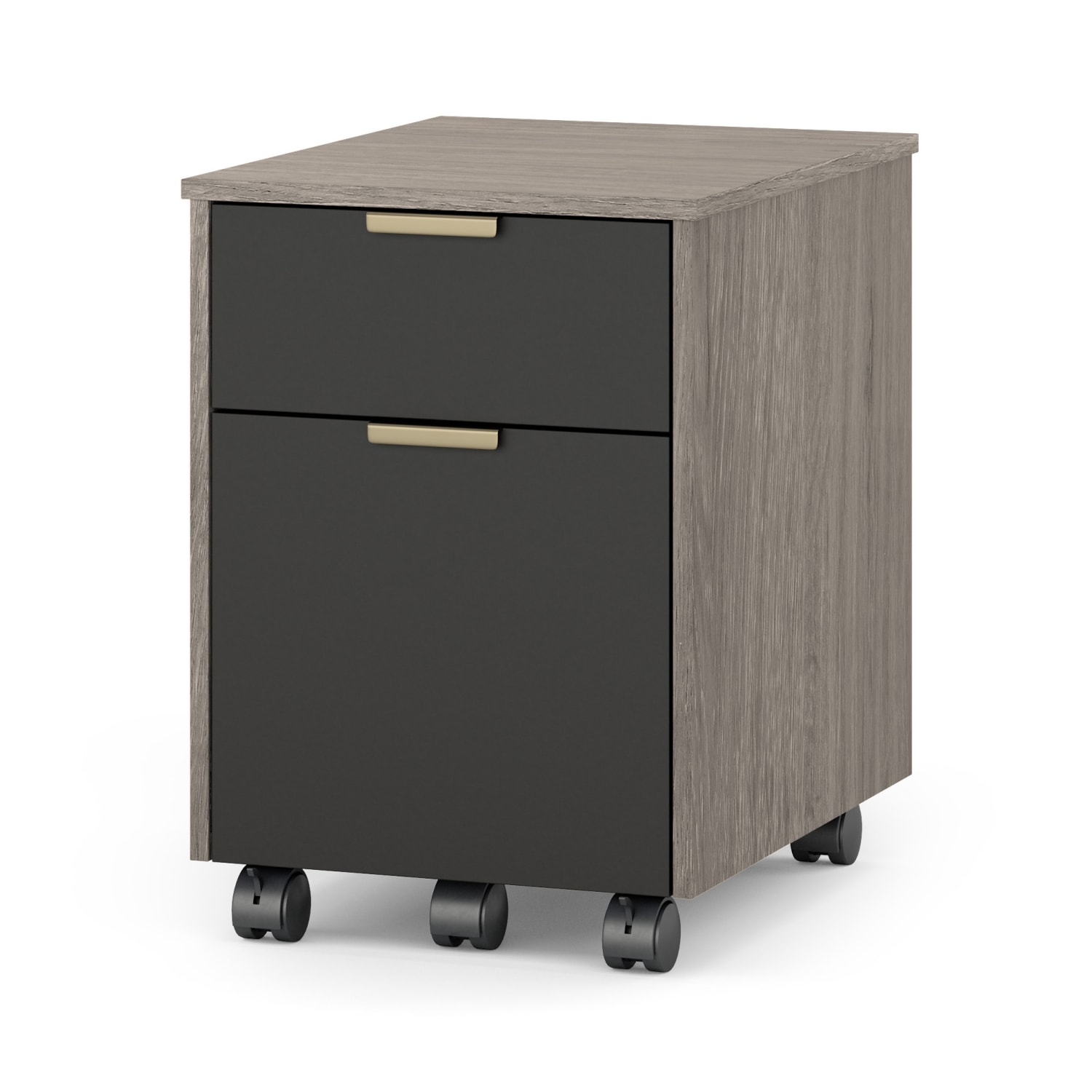 Whalen Devon 20inD Vertical 2-Drawer Mobile File Cabinet, Harbor Oak/Matte Black - Image 6