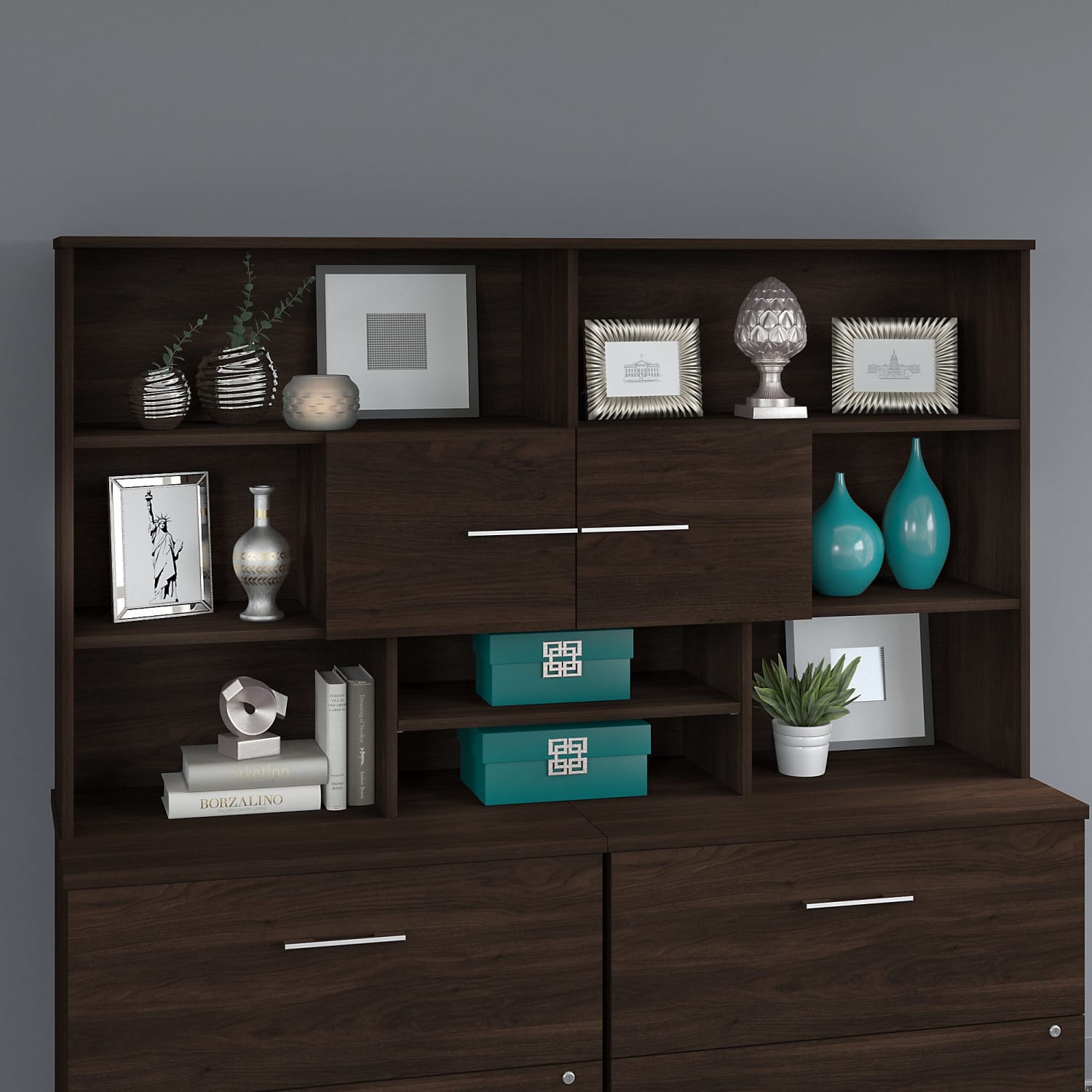 Bush Business Furniture Office 500 72inW Desk Hutch, Black Walnut, Standard Delivery - Image 3
