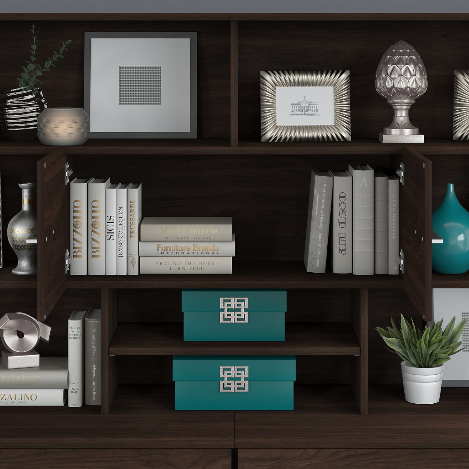 Bush Business Furniture Office 500 72inW Desk Hutch, Black Walnut, Standard Delivery - Image 4