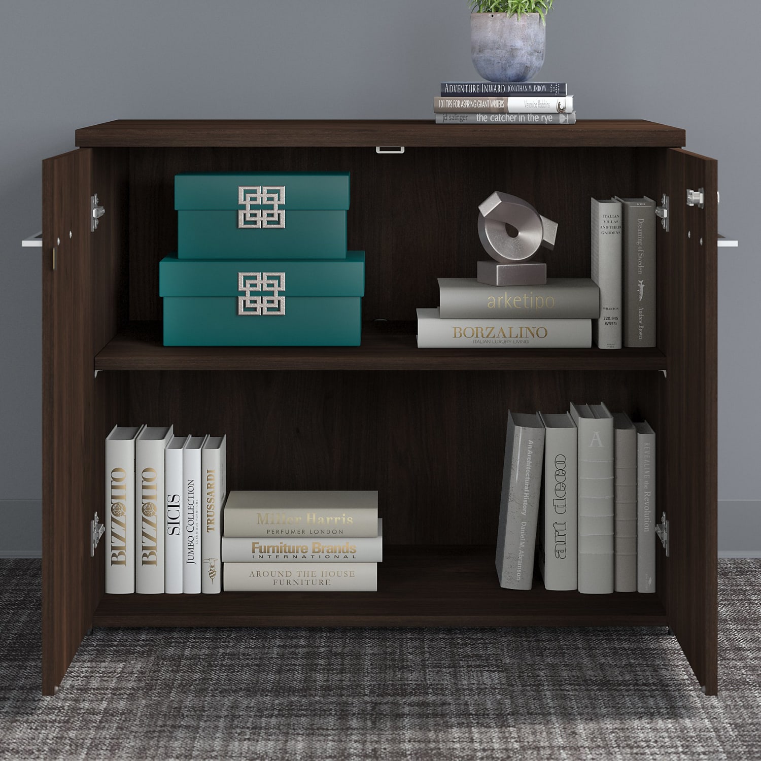 Bush Business Furniture Office 500 36inW Storage Cabinet With Doors, Black Walnut, Standard Delivery - Image 4