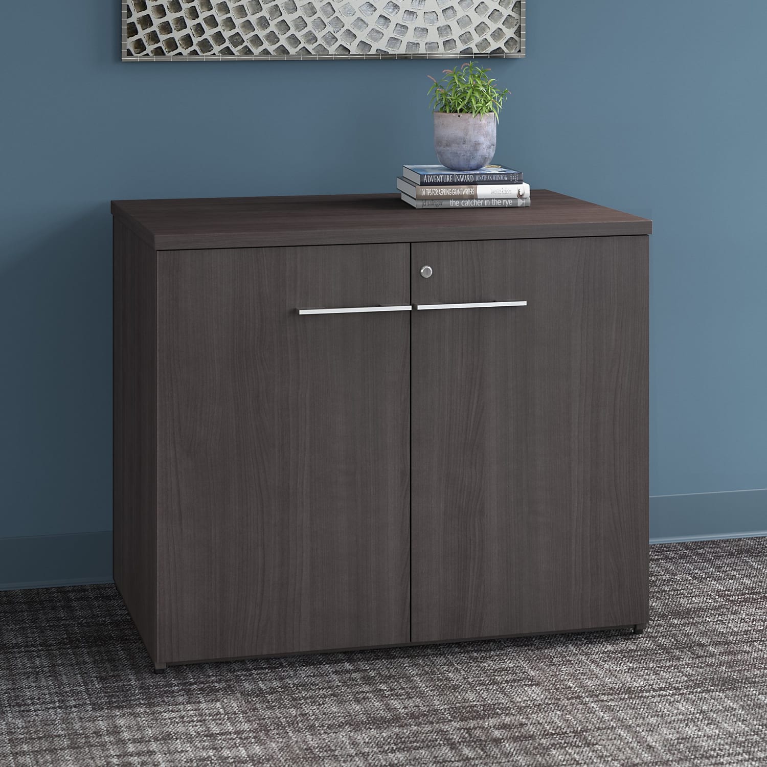 Bush Business Furniture Office 500 36inW Storage Cabinet With Doors, Storm Gray, Standard Delivery - Image 3